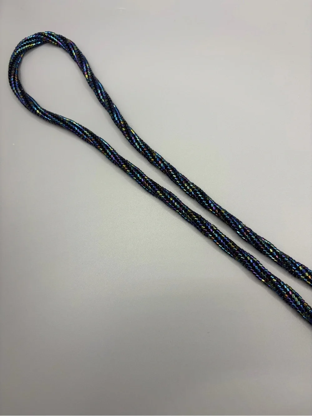 Twisted Beaded Navy Necklace with Matching Hoop Earrings